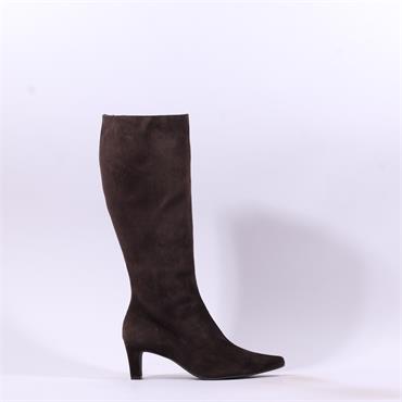 Paul Green Mid Heel Pointed Long Boot - Mocca Suede